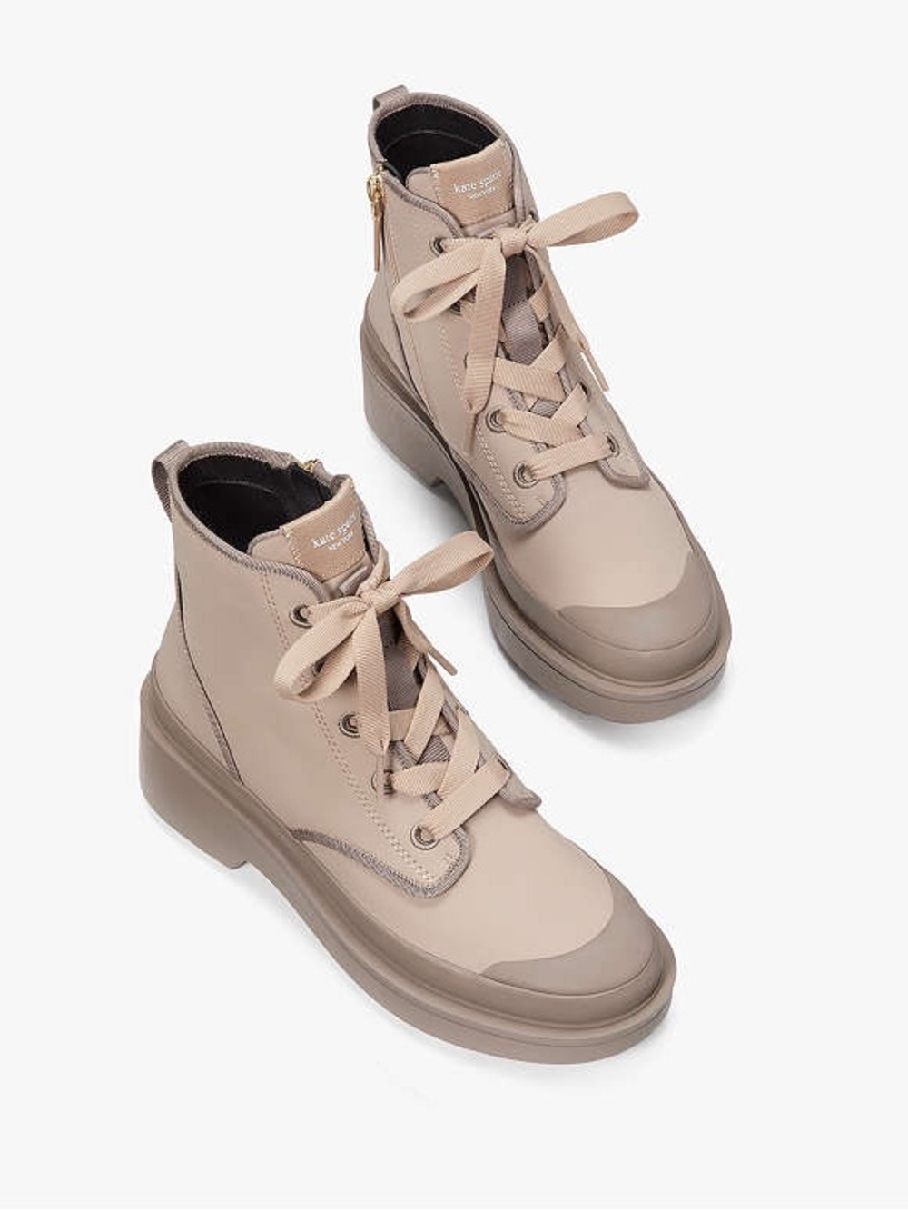 Kate Spade Walk It Out Taupe Platform Combat Boots